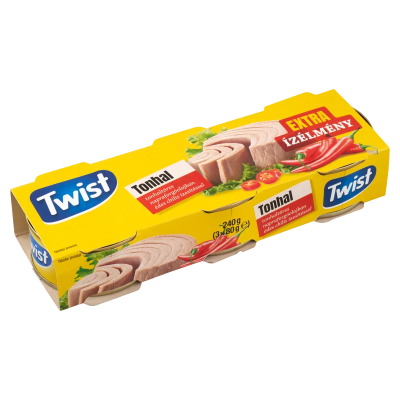 Twist tonhaltörzs napraforgóolajban édes chilis ízesítéssel 3 x 80 g (240 g)