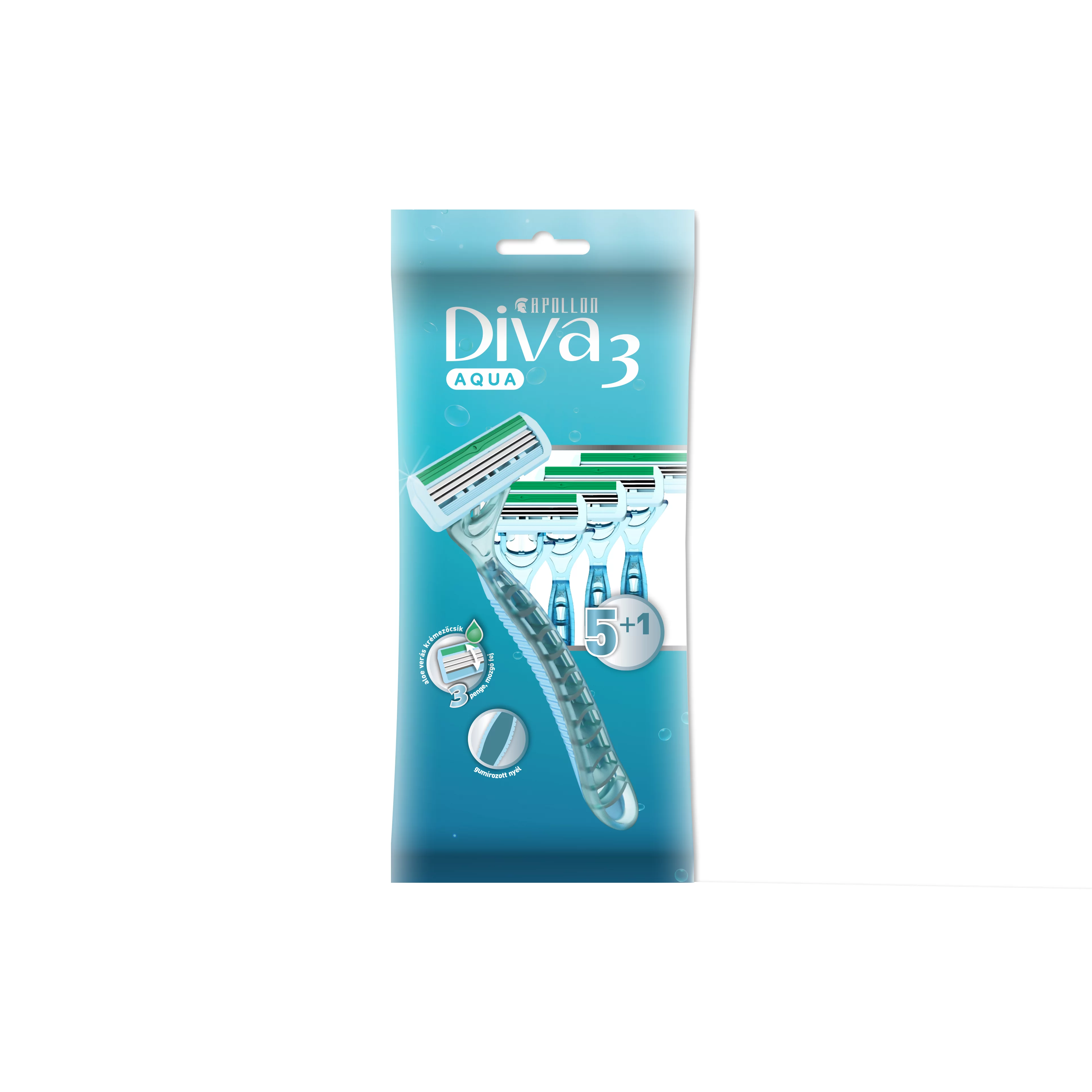 Apollon Diva3 eldobható borotva 5+1db-os Aqua női