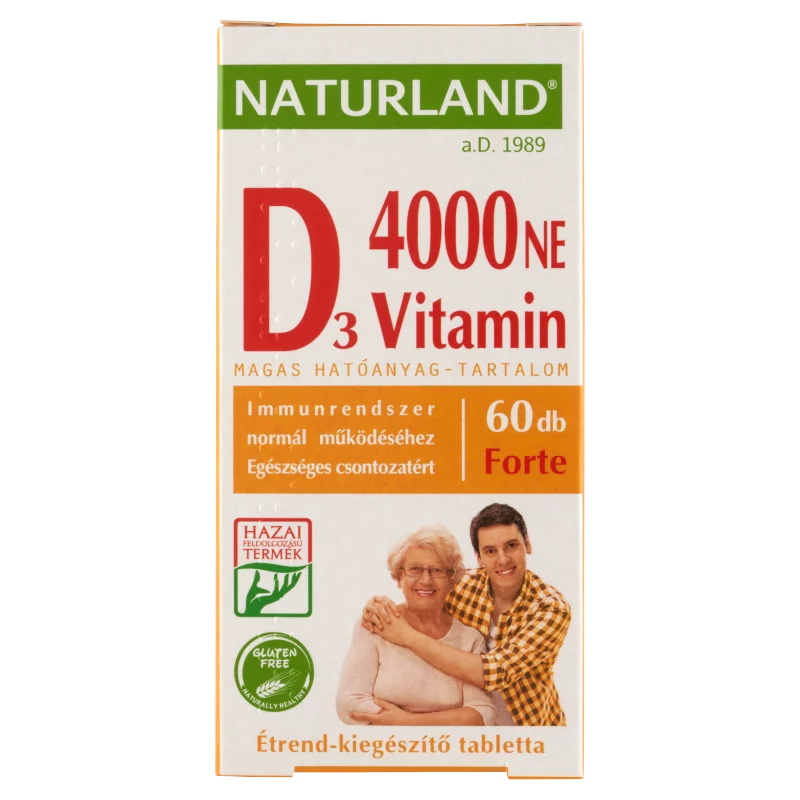 Naturland D₃-vitamin 4000 NE forte étrend-kiegészítő tabletta 60 db 11,01 g