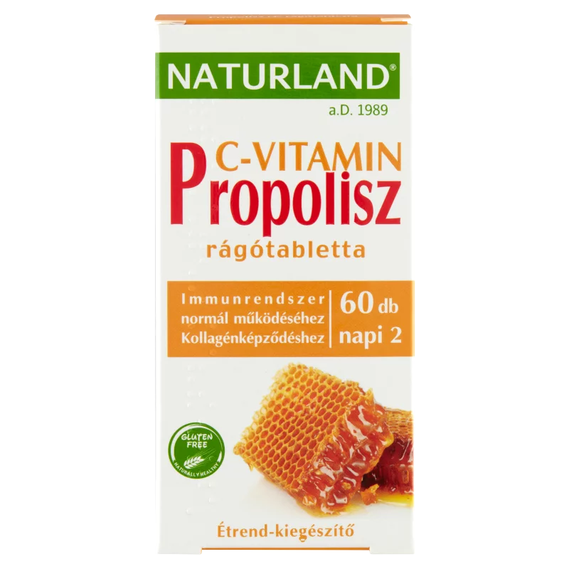 Naturland Propolisz + C-vitamin rágótabletta étrend-kiegészítő 60 db 57 g