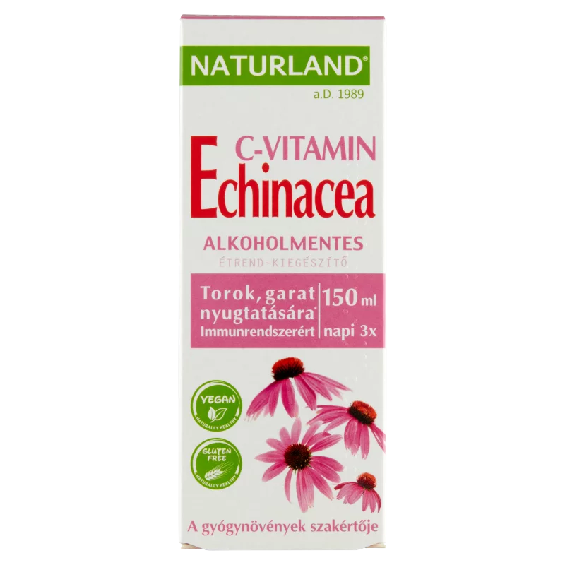 Naturland Echinacea + C-vitamin alkoholmentes folyékony étrend-kiegészítő 150 ml