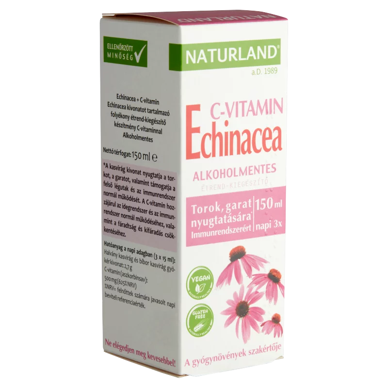 Naturland Echinacea + C-vitamin alkoholmentes folyékony étrend-kiegészítő 150 ml