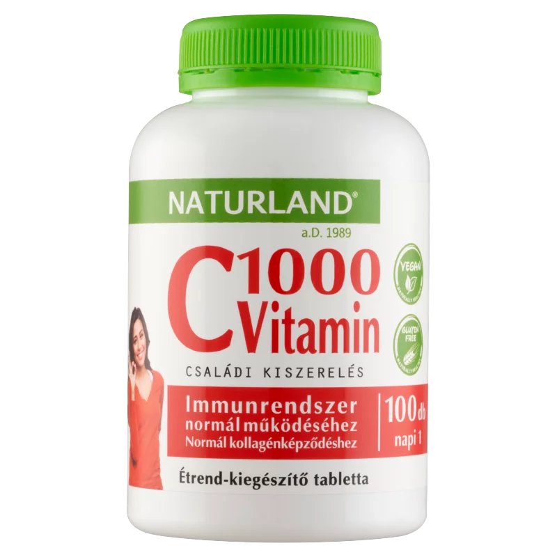 Naturland C vitamin 1000 mg étrend-kiegészítő tabletta 100 db 130 g