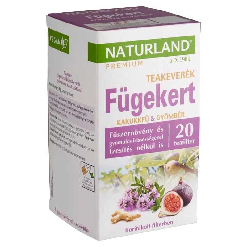 Naturland Premium Fügekert füge ízesítésű teakeverék gyömbérrel és kakukkfűvel 20 filter 30 g