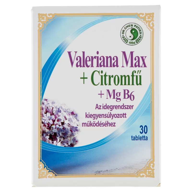 Dr. Chen Patika Valeriana Max + Citromfű + Magnézium + B6-vitamin étrend-kiegészítő 30 db 40,2 g