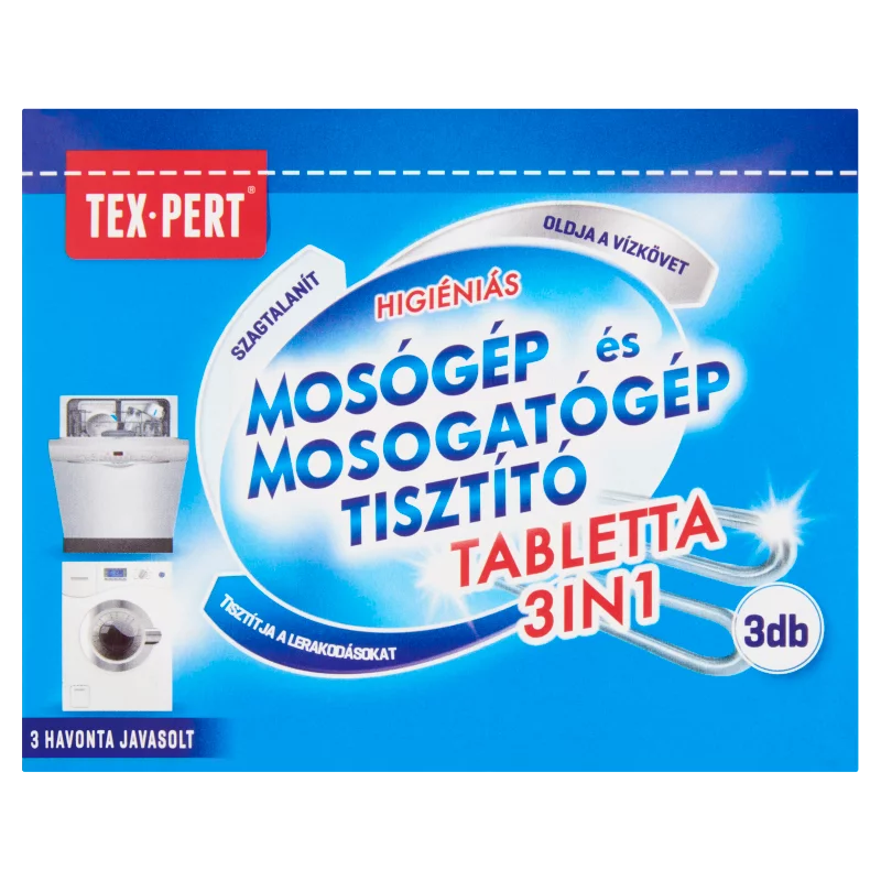 Tex-Pert 3in1 higiéniás mosógép és mosogatógép tisztító tabletta 3 db 60 g