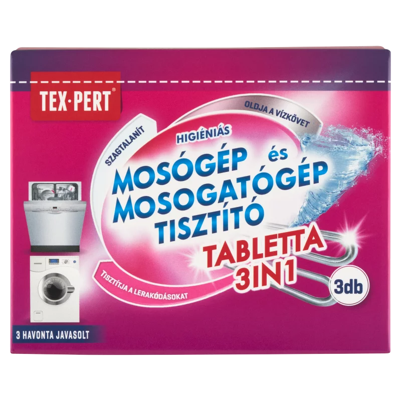 Tex-Pert 3in1 higiéniás mosógép és mosogatógép tisztító tabletta 3 x 20 g (60 g)