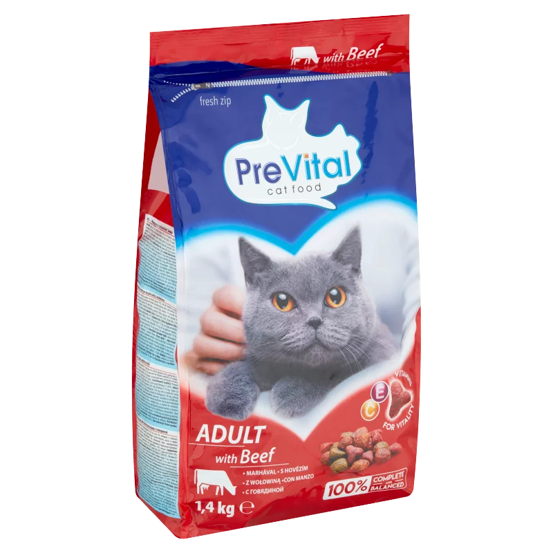 PreVital teljes értékű állateledel felnőtt macskák számára marhával 1,4 kg
