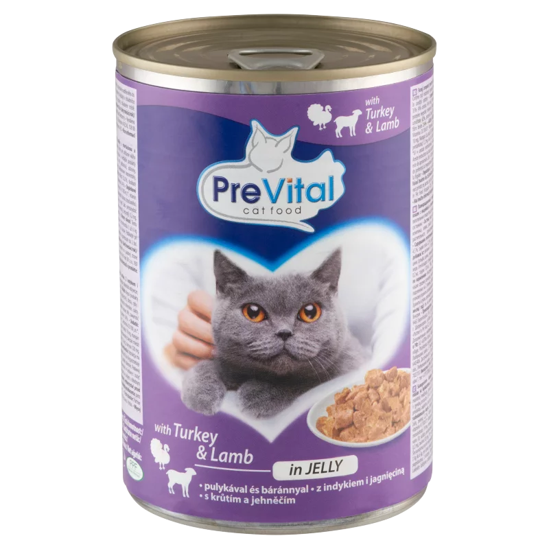 PreVital teljes értékű állateledel felnőtt macskák számára pulykával és báránnyal zselében 415 g 