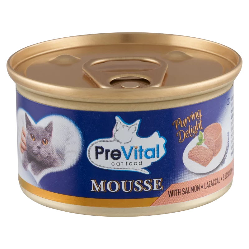PreVital Mousse teljes értékű állateledel felnőtt macskák számára lazaccal 85 g