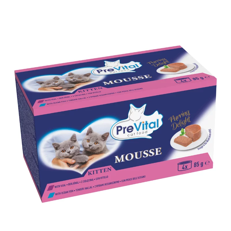 PreVital Mousse nedves macskaeledel 4x85g vegyes (kölyök)