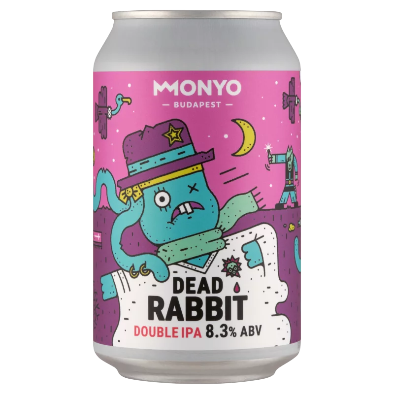 MONYO Dead Rabbit Double West Coast IPA típusú szűretlen felsőerjesztésű sör 8,3% 330 ml