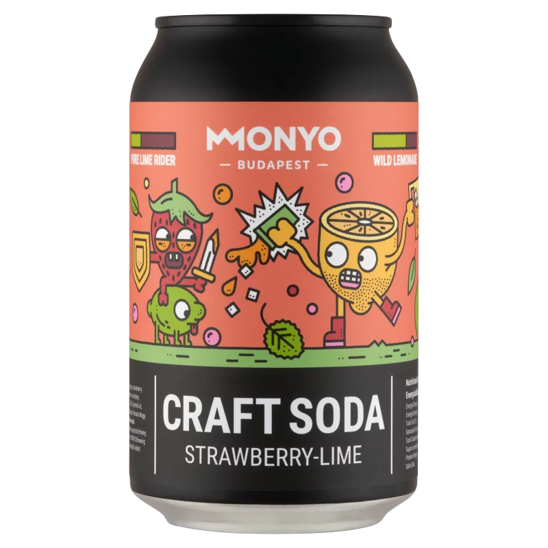 MONYO Craft Soda alkoholmentes szénsavas kraft üdítőital eperrel és lime-mal 0,33 l