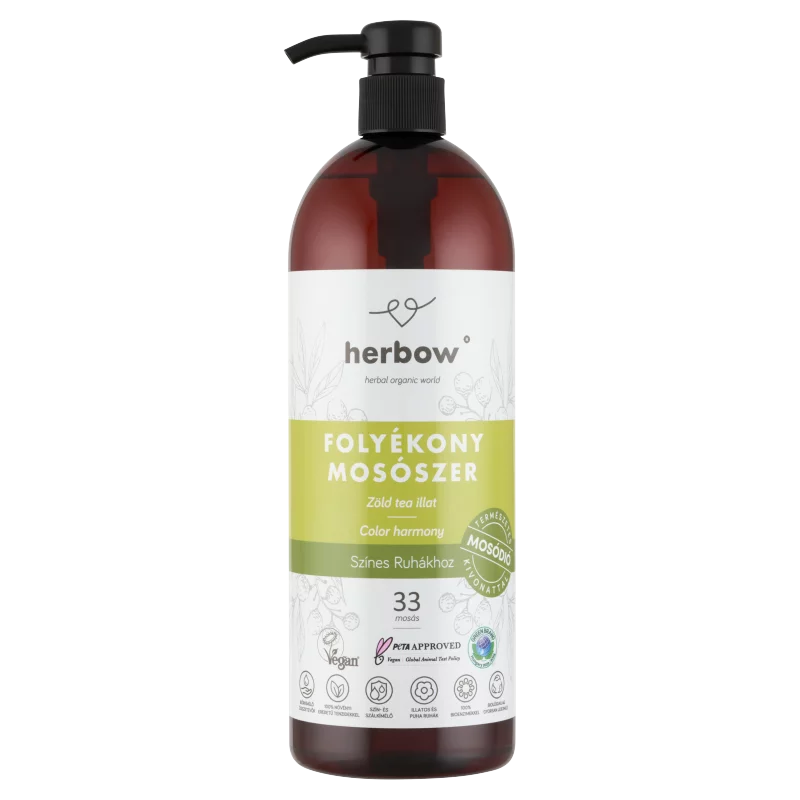Herbow zöld tea illat folyékony mosószer színes ruhákhoz 33 mosás 1000 ml
