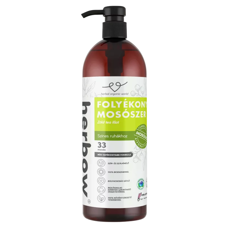 Herbow zöld tea illat folyékony mosószer színes ruhákhoz 33 mosás 1000 ml