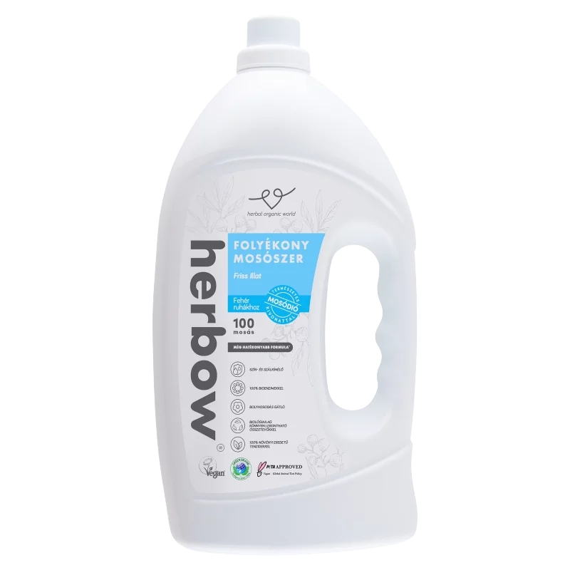 Herbow friss illat folyékony mosószer fehér ruhákhoz 100 mosás 3000 ml
