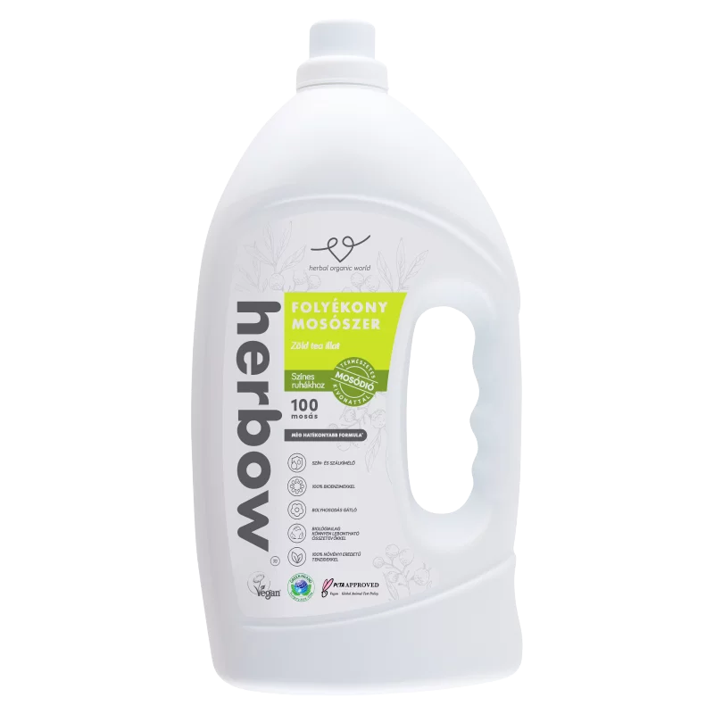 Herbow zöld tea illat folyékony mosószer színes ruhákhoz 100 mosás 3000 ml