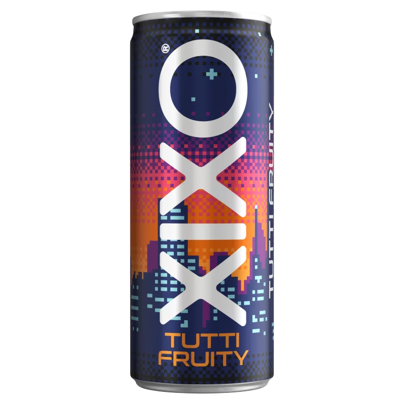 XIXO Tutti Fruity tuttifruttiízű koffeinmentes szénsavas üdítőital hozzáadott vitaminokkal 250 ml