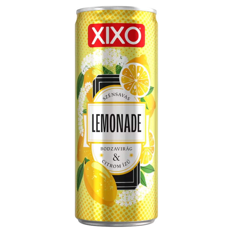 XIXO Lemonade bodzavirág- és citromízű, szénsavas üdítőital cukorral és édesítőszerekkel 250 ml