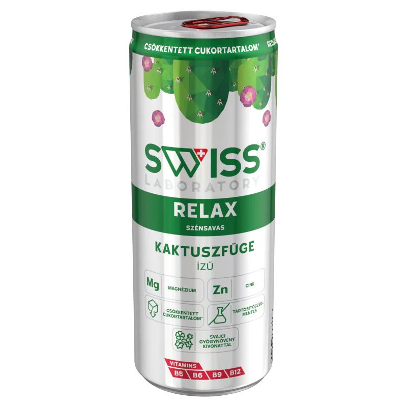 Swiss Laboratory Relax kaktuszfügeízű szénsavas ital svájci gyógynövény kivonattal 250 ml 