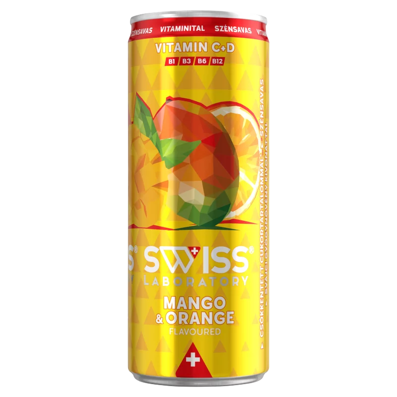 Swiss Laboratory mangó- és narancsízű szénsavas vitaminital gyógynövény kivonattal 250 ml