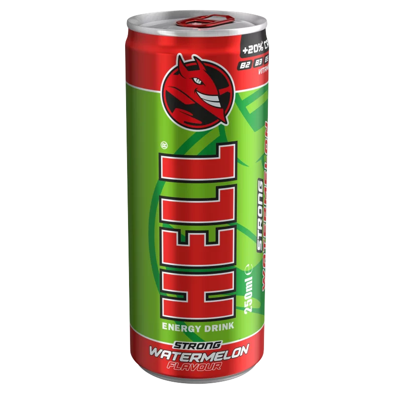 HELL Strong görögdinnye- és tuttifruttiízű, koffeintartalmú, szénsavas energiaital 250 ml