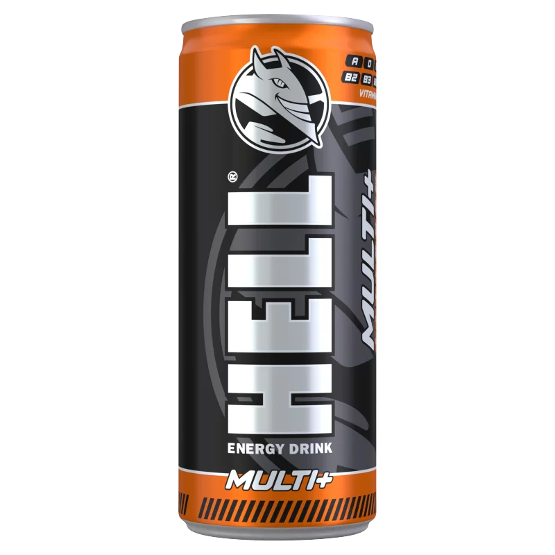 HELL Multi+ vegyes gyümölcsízű koffeintartalmú, szénsavas, alkoholmentes ital 250 ml