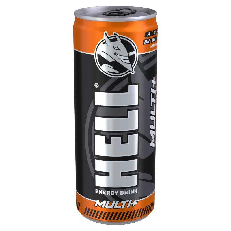 HELL Multi+ vegyes gyümölcsízű koffeintartalmú, szénsavas, alkoholmentes ital 250 ml
