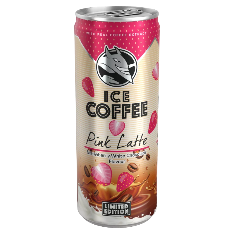 Ice Coffee Pink Latte eper- és fehér csokoládéízű UHT ital tejjel és kávékivonattal 250 ml