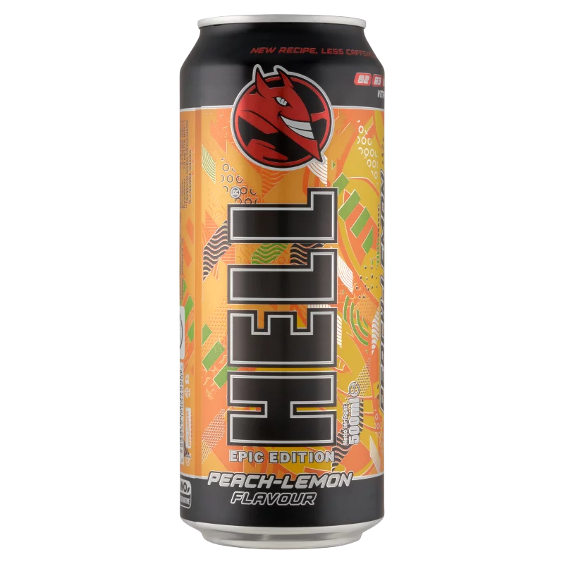 HELL Epic Edition piros őszibarack citrom lime futtifruttiízű koffeintartalmú szénsavas ital 500 ml