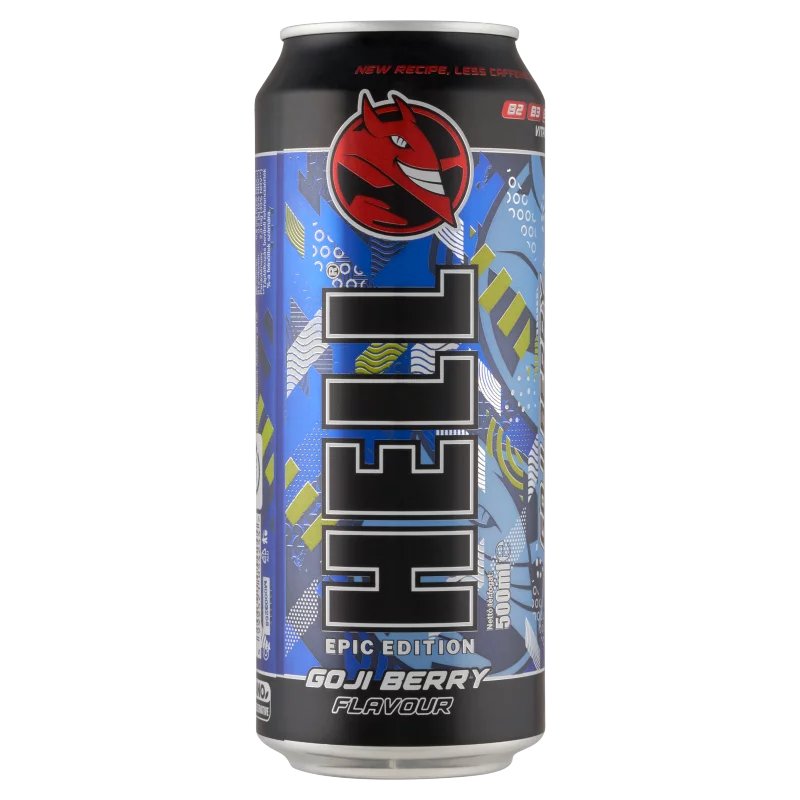 HELL Epic Edition goji bogyó- és tuttifruttiízű, koffeintartalmú szénsavas alkoholmentes ital 500 ml