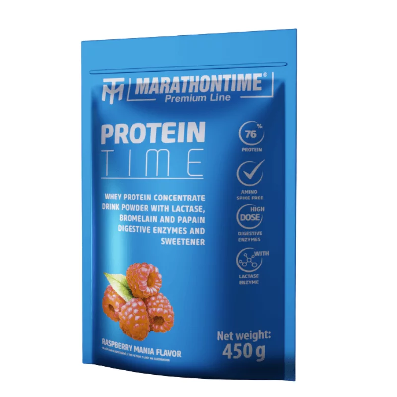 Marathontime fehérjepor 450g málna mánia Protein Time