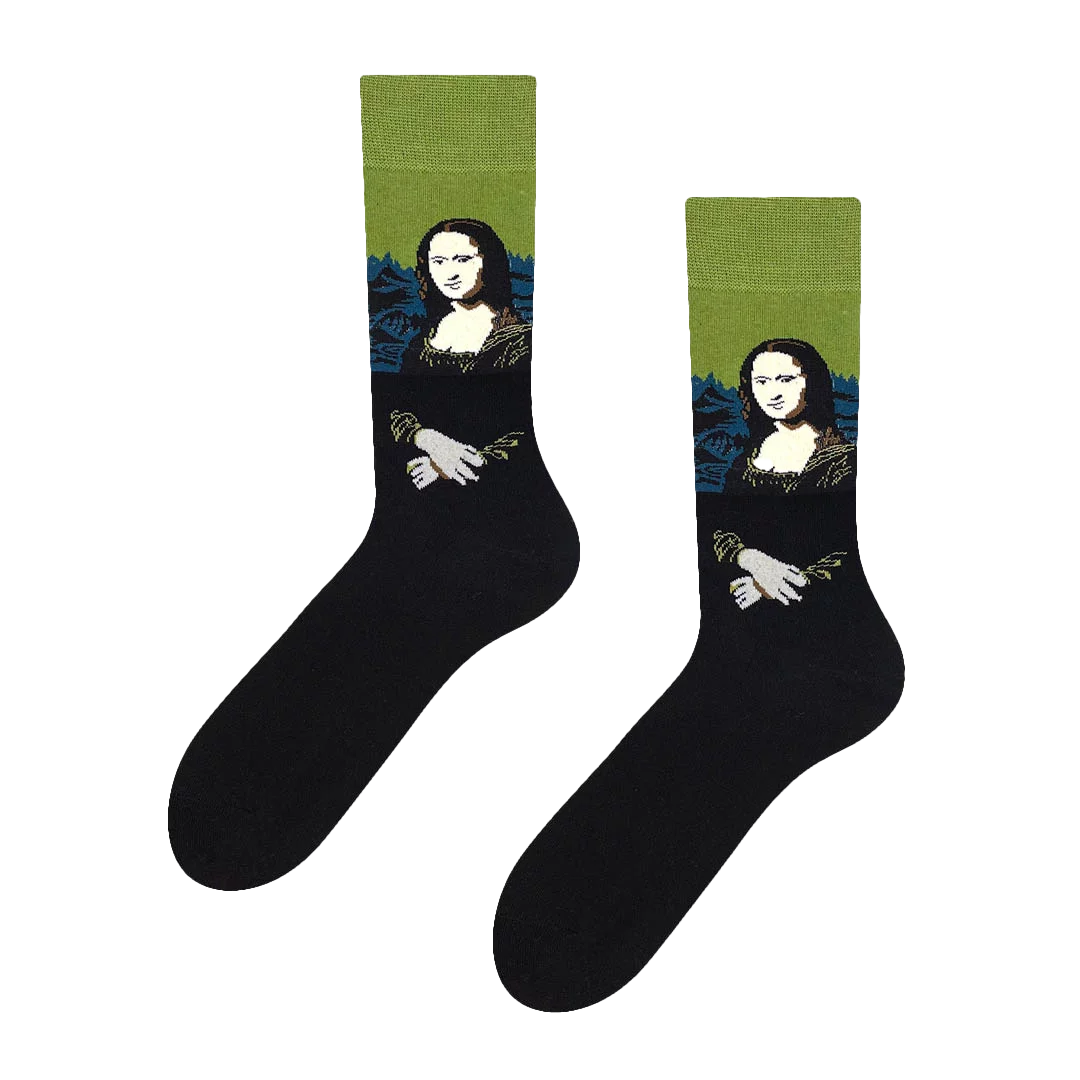 Vidám felnőtt zokni, Mona Lisa mintával (1 pár)