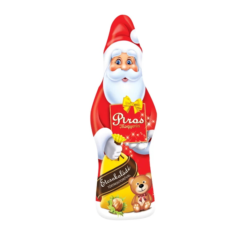 Piros Mogyorós mikulás figura 50g étcsokoládé