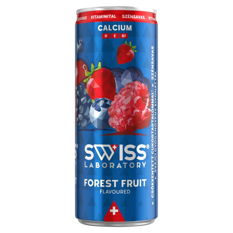 Swiss Laboratory erdei gyümölcs ízű szénsavas ital vitaminnal, svájci fűszernövény kivonattal 250 ml