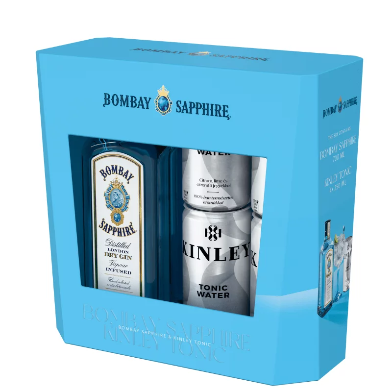Bombay Sapphire gin 0,7l + Kinley szénsav. üd. 4x0,25l tonik