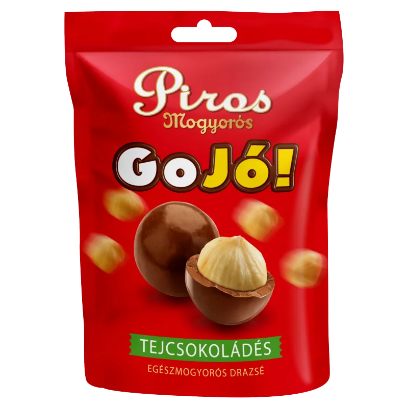 Piros Mogyorós GoJó! tejcsokoládés egészmogyorós drazsé 80 g