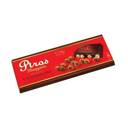 Piros Mogyorós táblás étcsokoládé 225g egész mogyoróval