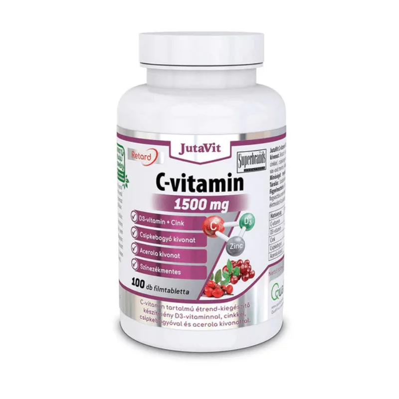Jutavit filmtabletta 100db C-vitamin 1500mg retard + D3 + Cink + Csipkebogyó + Acerola