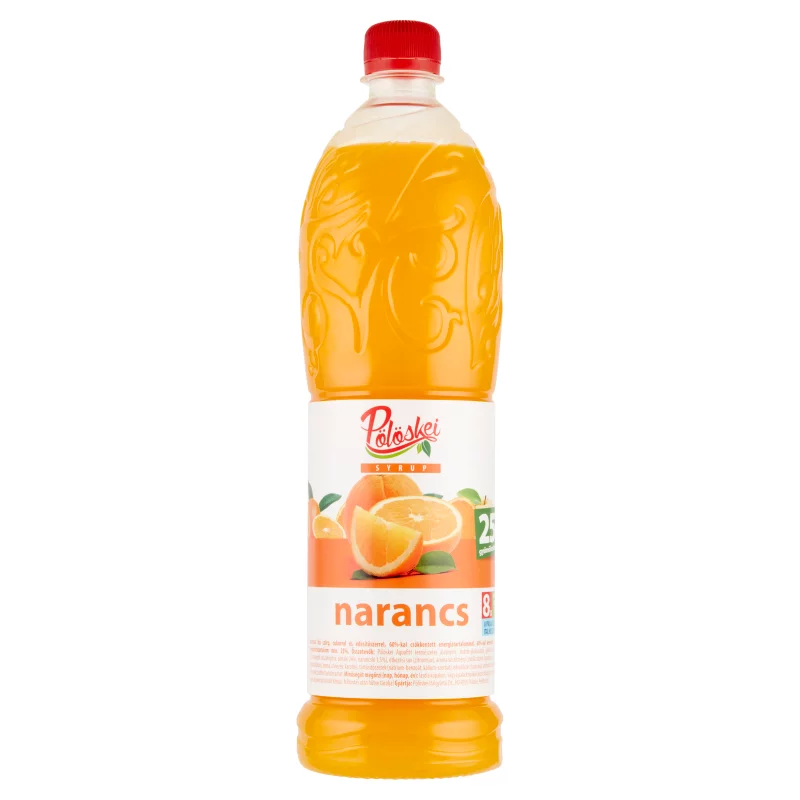 Pölöskei narancs ízű szörp cukorral és édesítőszerrel 1 l