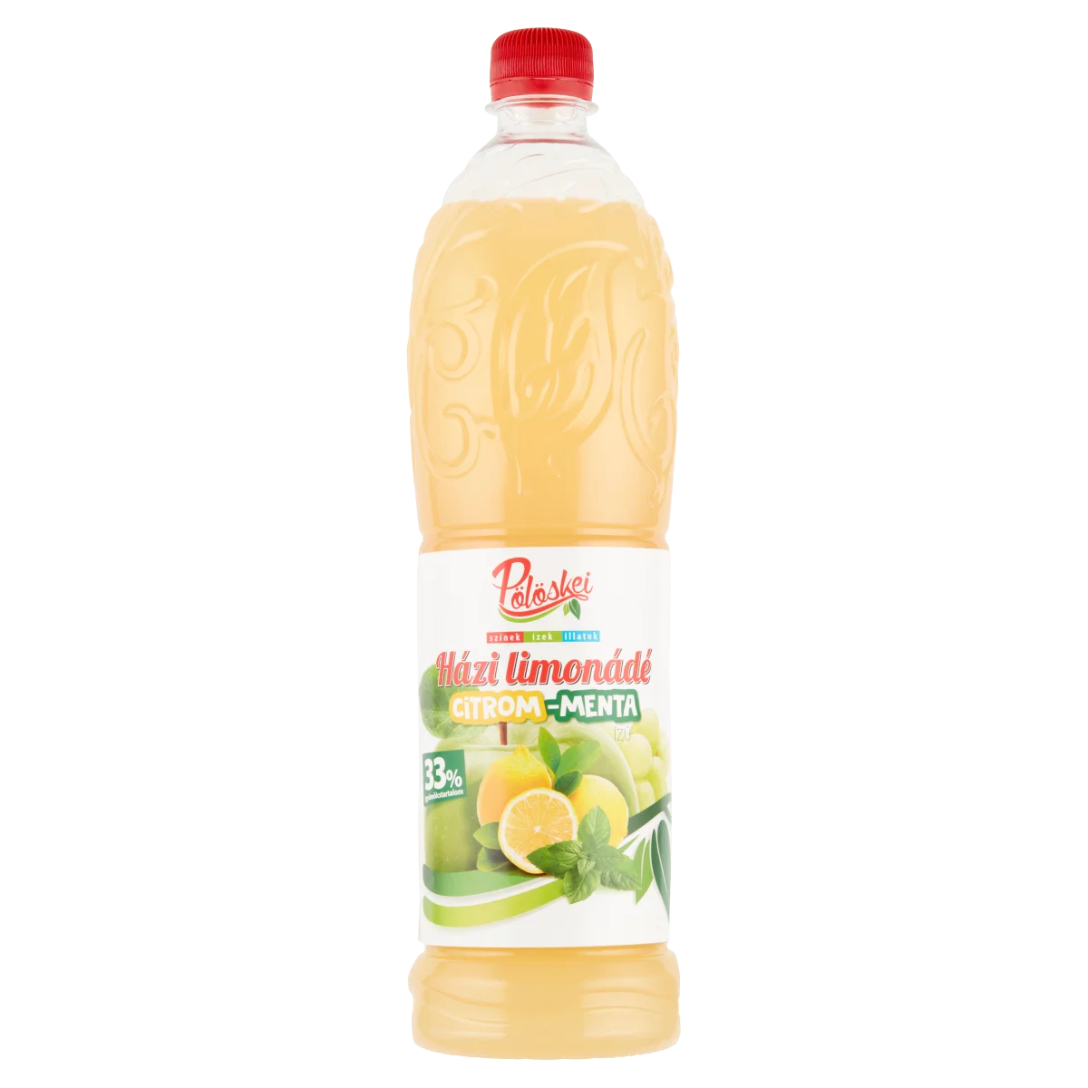 Pölöskei Házi limonáde citrom-menta ízű vegyes gyümölcsszörp cukorral és édesítőszerrel 1 l