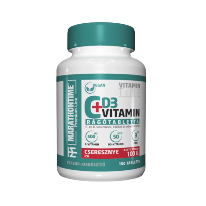 Marathontime C+D vitamin rágótabletta 100db cseresznye íz