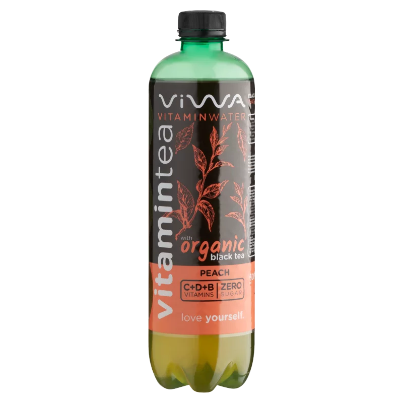 Viwa Vitamintea őszibarack ízű energiamentes szénsavmentes üdítőital fekete tea kivonattal 600 ml
