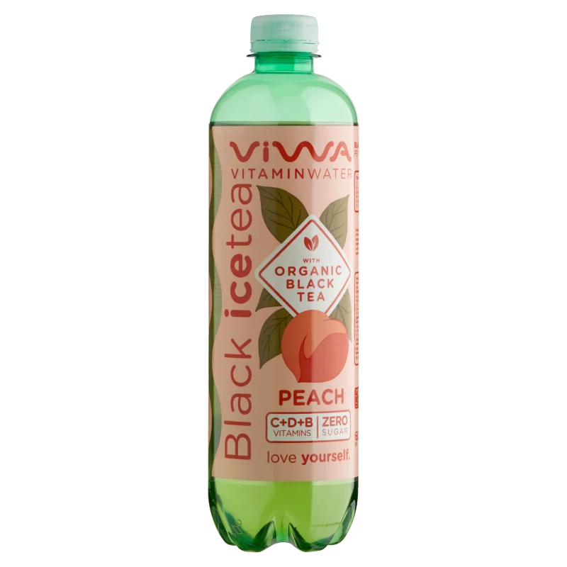 Viwa Vitaminwater őszibarack ízű energiamentes szénsavmentes üdítőital fekete tea kivonattal 600 ml