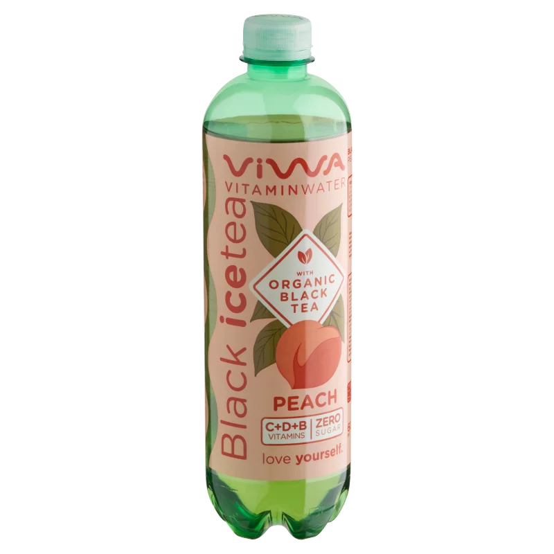 Viwa Vitaminwater őszibarack ízű energiamentes szénsavmentes üdítőital fekete tea kivonattal 600 ml