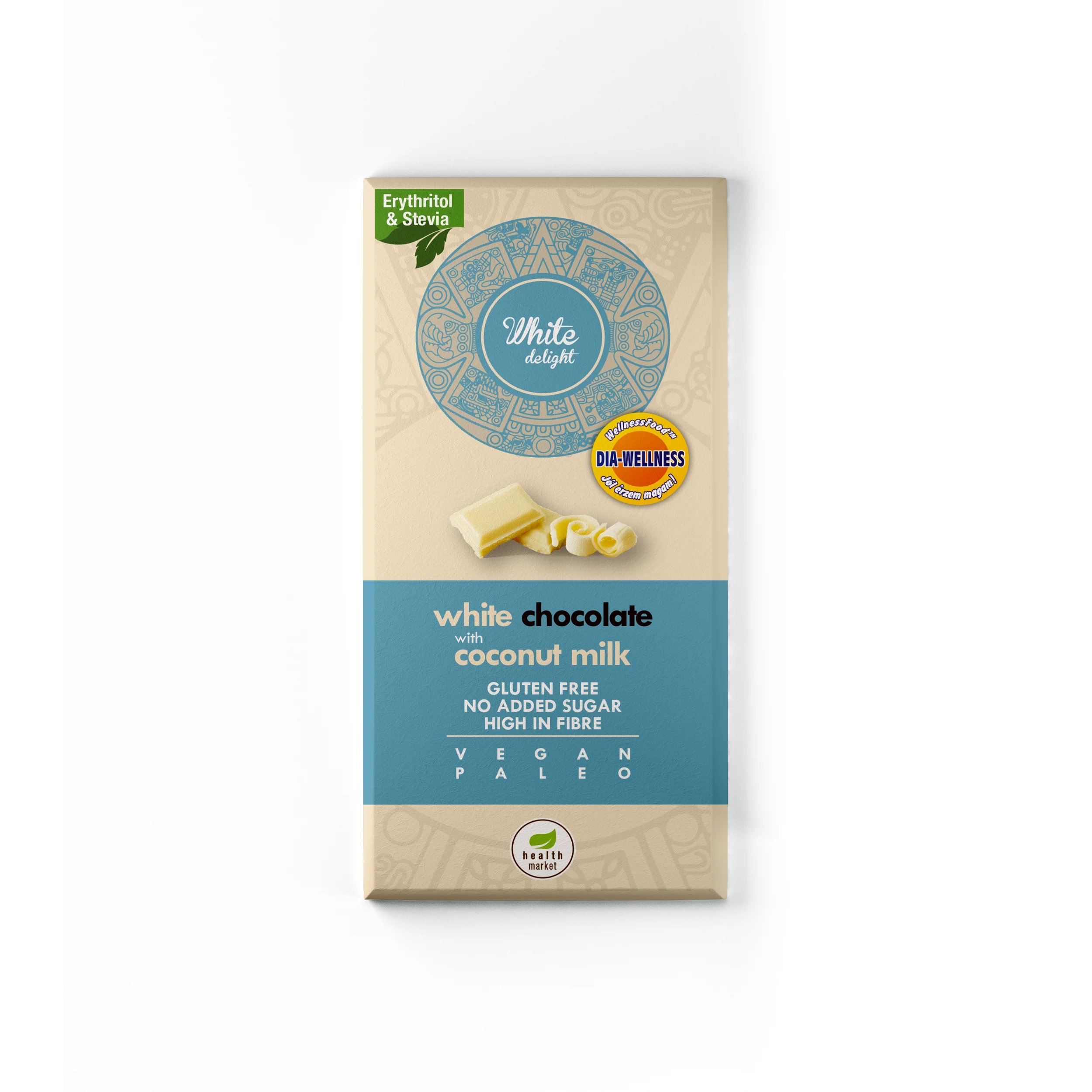 Dia-Wellness - Health Market White Delight Kókusztejes fehércsokoládé 80g