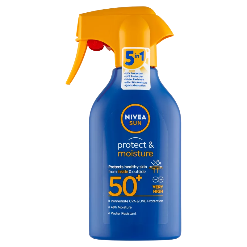 NIVEA SUN Protect & Moisture hidratáló szórófejes naptej FF50+ 270 ml 