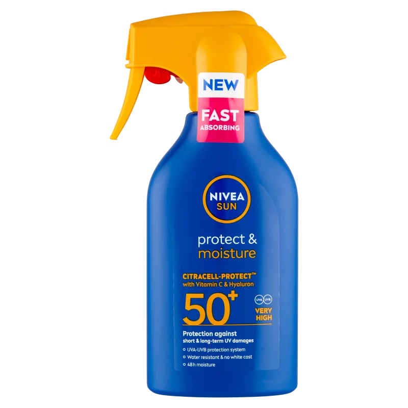 NIVEA SUN Protect & Moisture hidratáló szórófejes naptej FF50+ 270 ml 