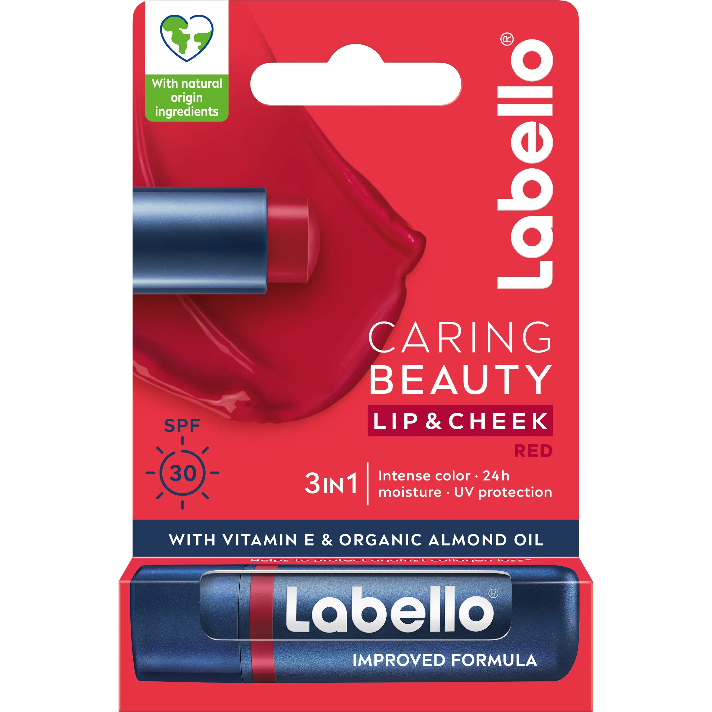 Labello ajakápoló Caring Beauty Red színezett
