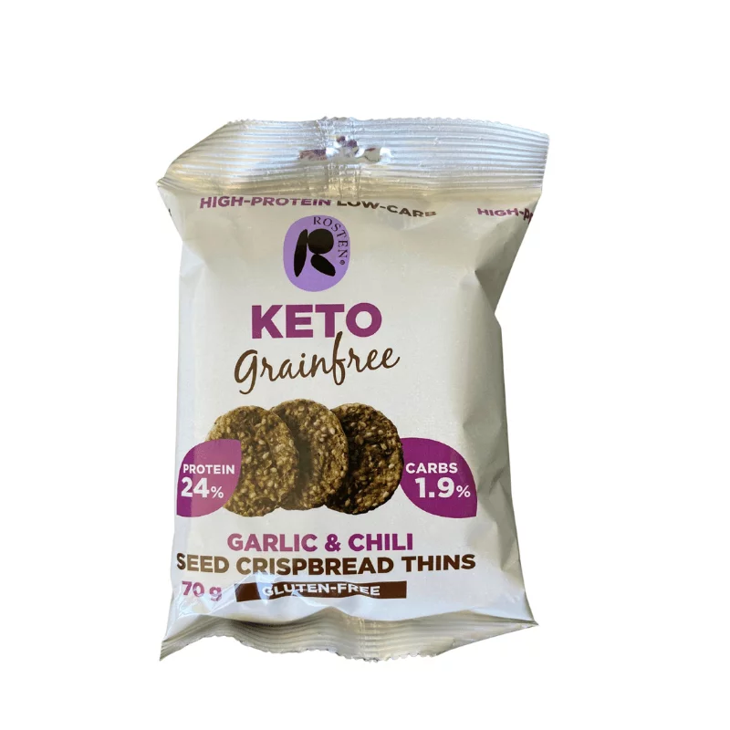 Rosten Keto Seedsnack magfalat 70g 16db fokhagymás-chilis gluténmentes